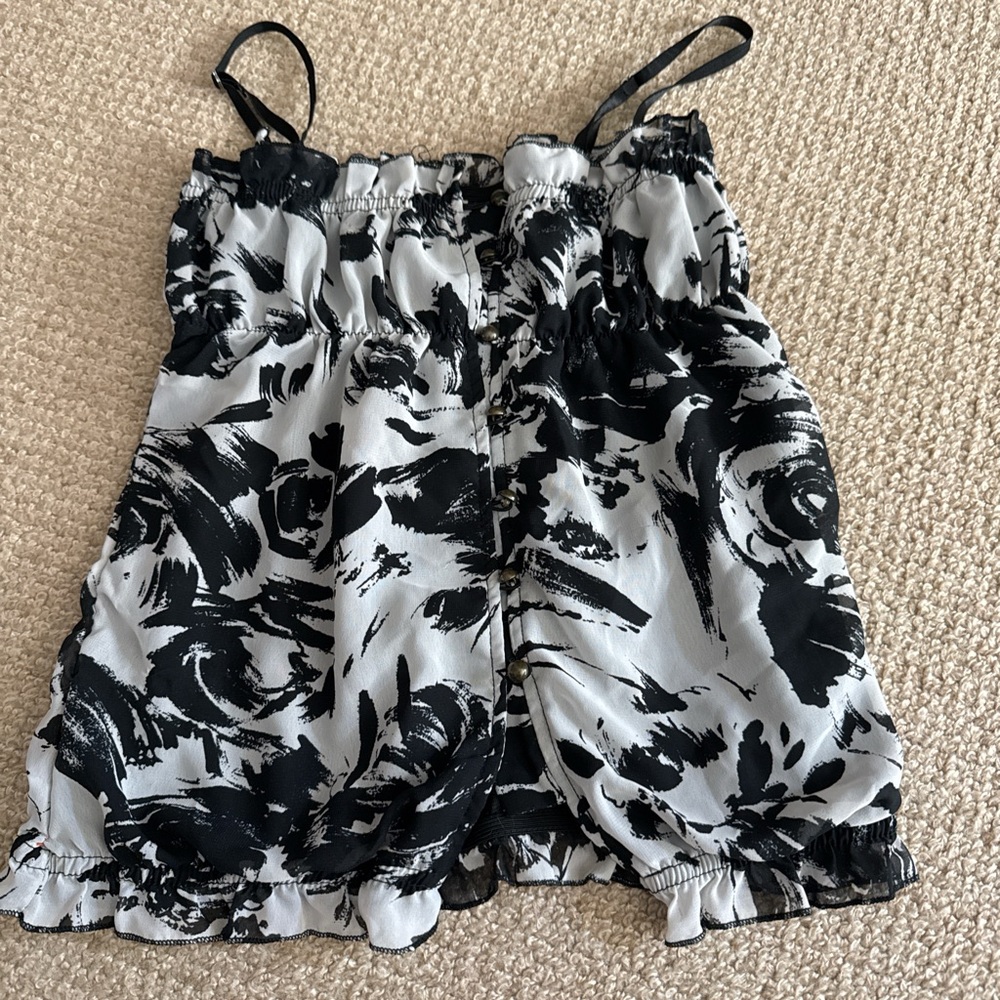 Black and White Floral Women's Blouse